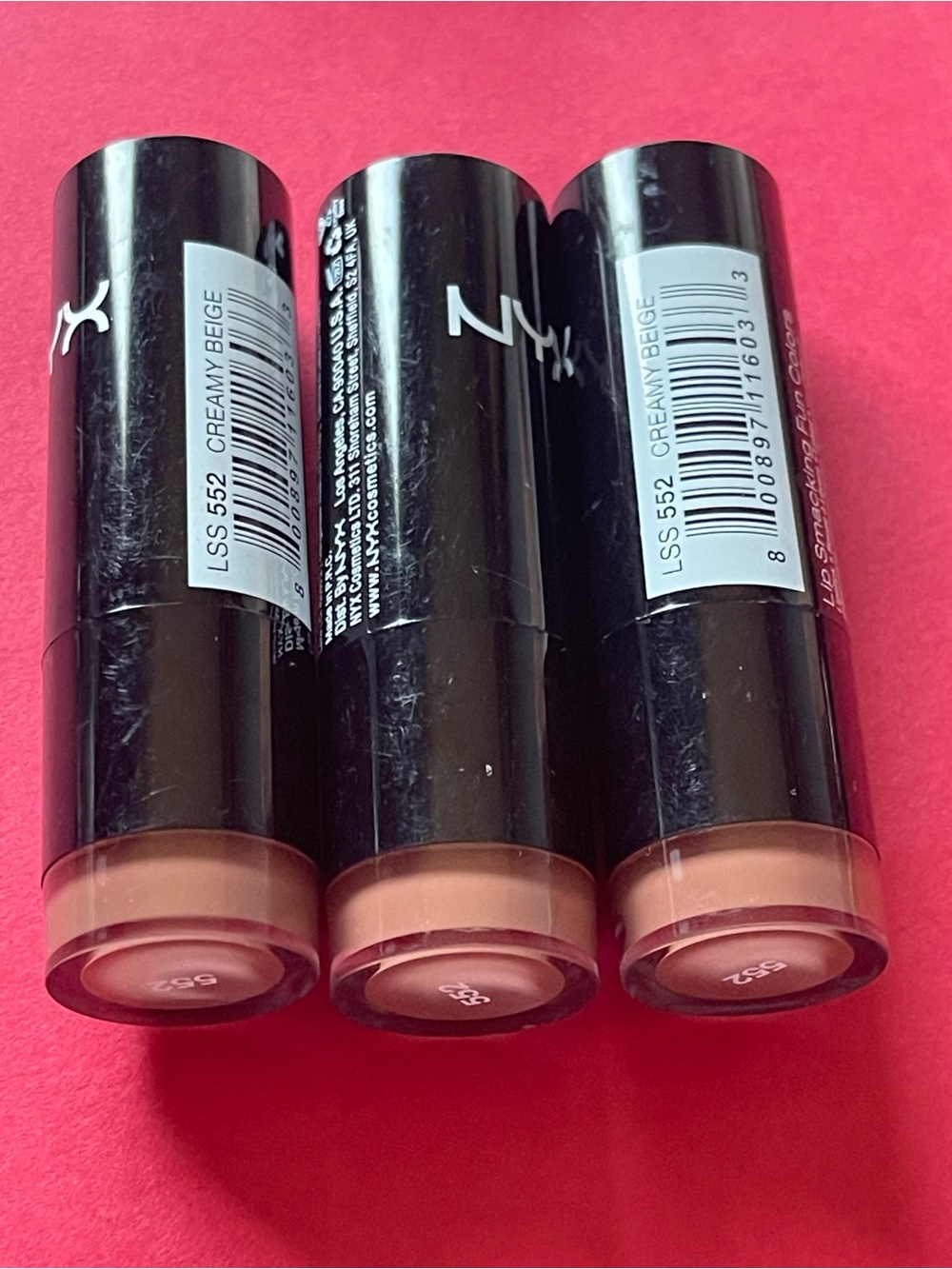 3 NYX Extra Creamy Round Lipstick color LSS552 Creamy Beige Brand New